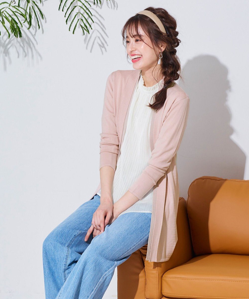 Tiaclasse 【洗える】大人上品なシフォンジャガードフリルカラーブラウス 