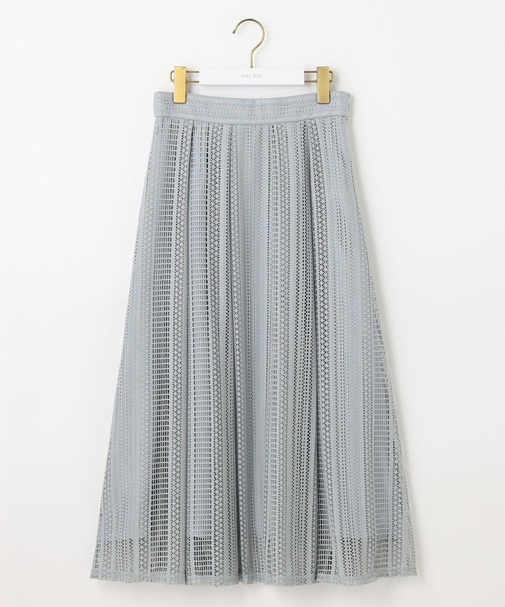 ANY SIS 【洗える】ストライプメッシュレース スカート 