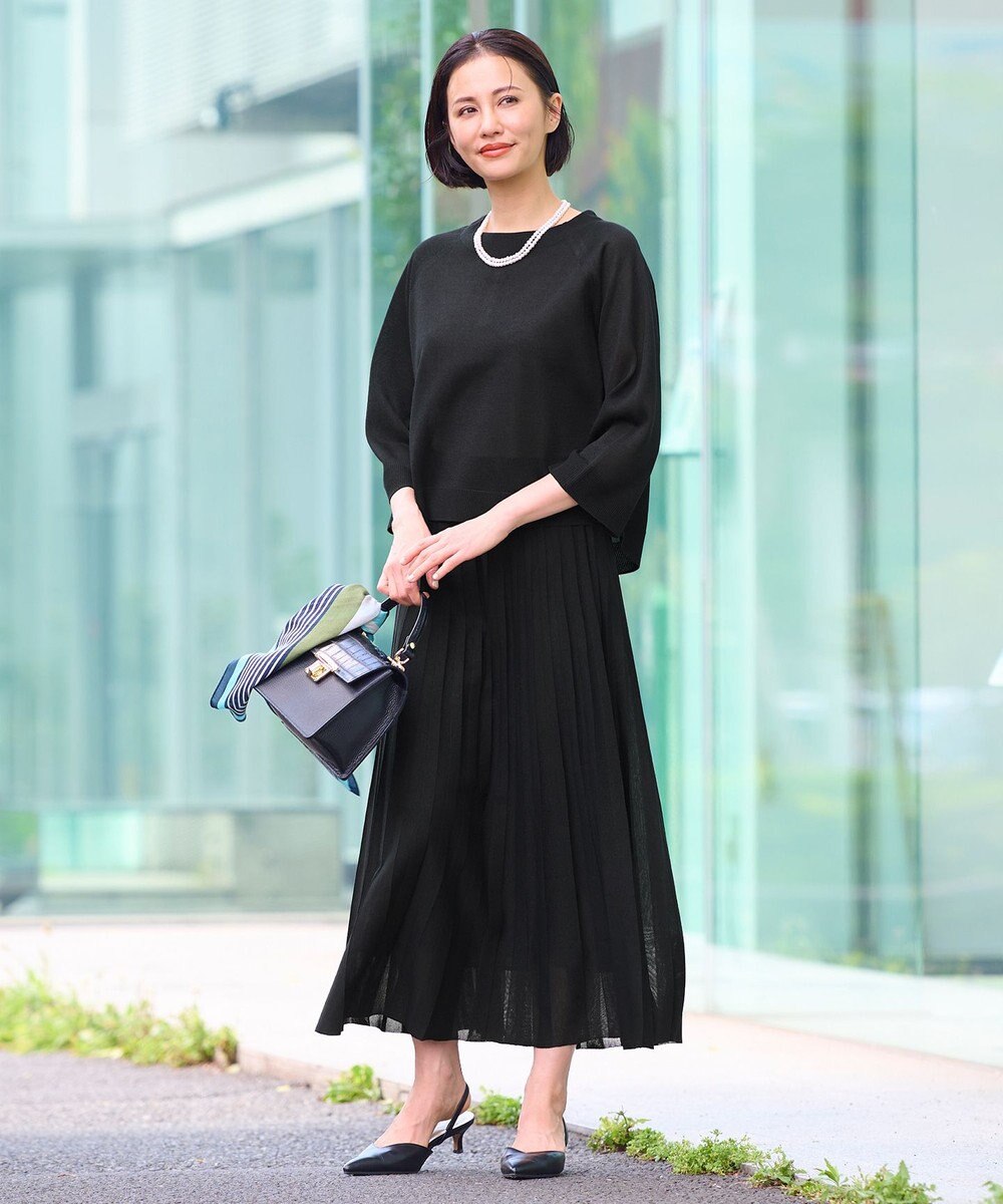 自由区 【セットアップ対応・洗える】ヴィスコースシアーニット スカート 