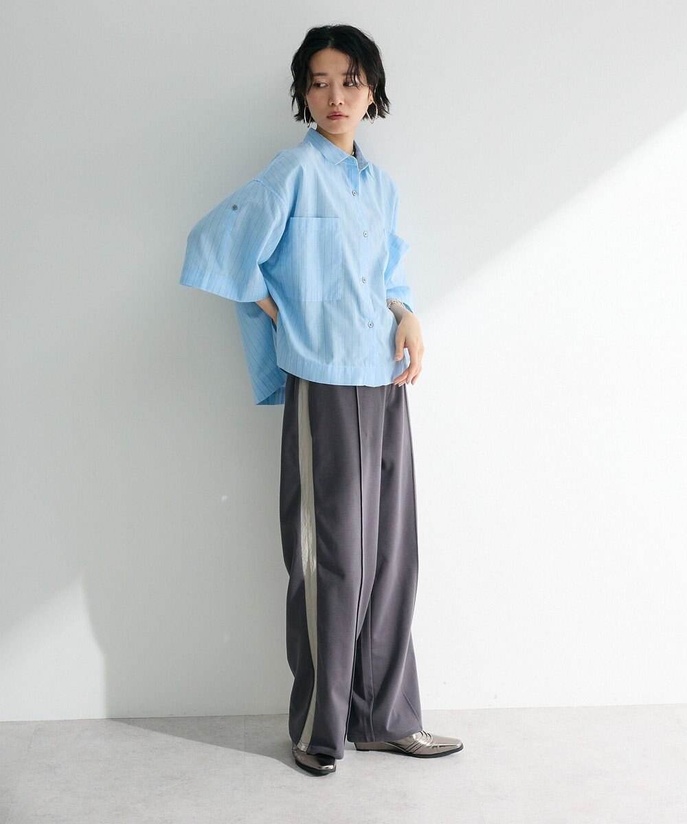 Green Parks 綿麻混５分袖ターンバックシャツ 