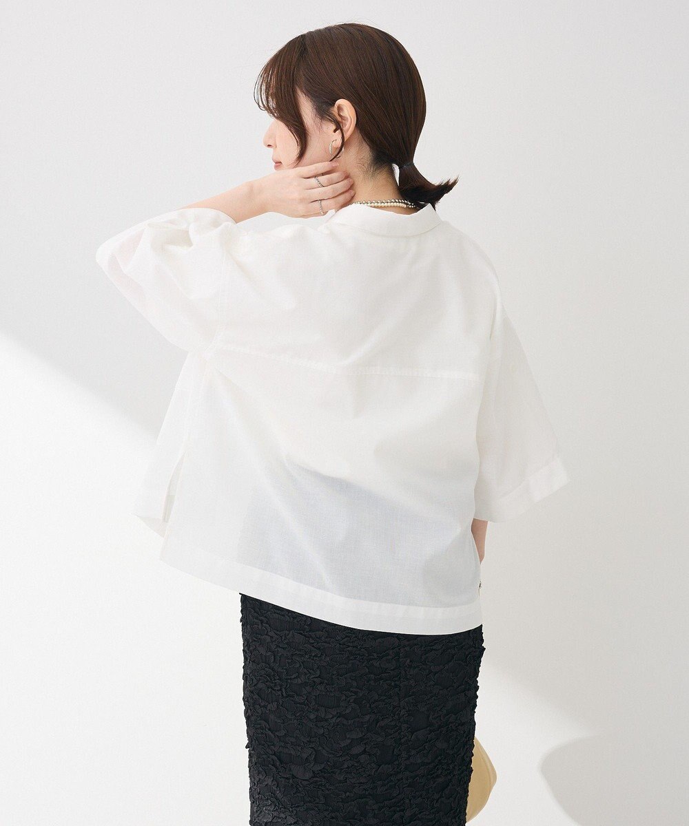 Green Parks 綿麻混５分袖ターンバックシャツ 