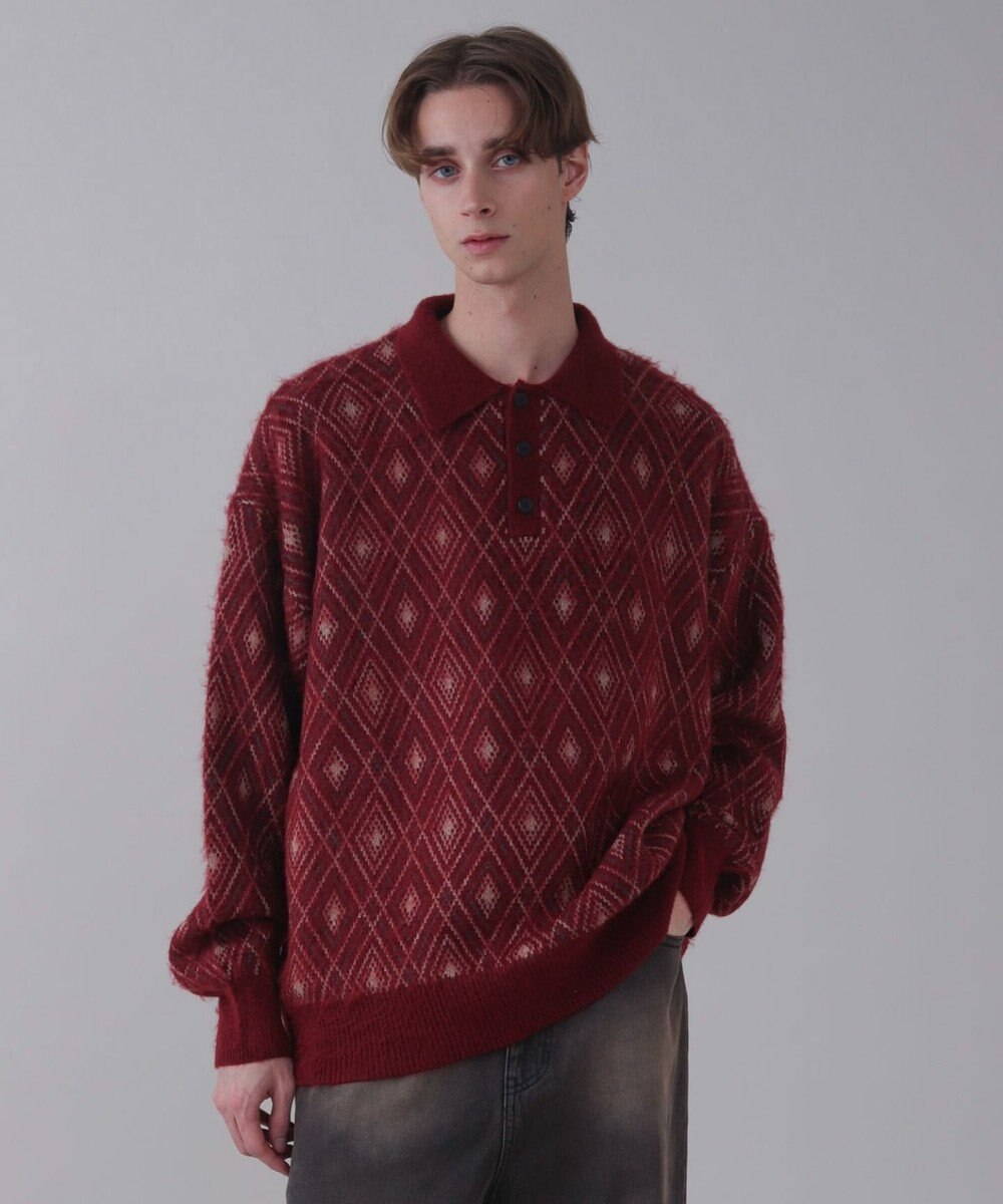 WEGO 【ユニセックス着用ITEM】アーガイルニットポロ 