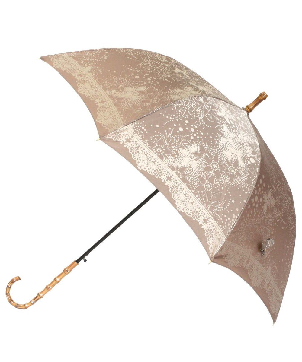 槇田商店 Kirie ドットフラワー モカブラウン 長傘 