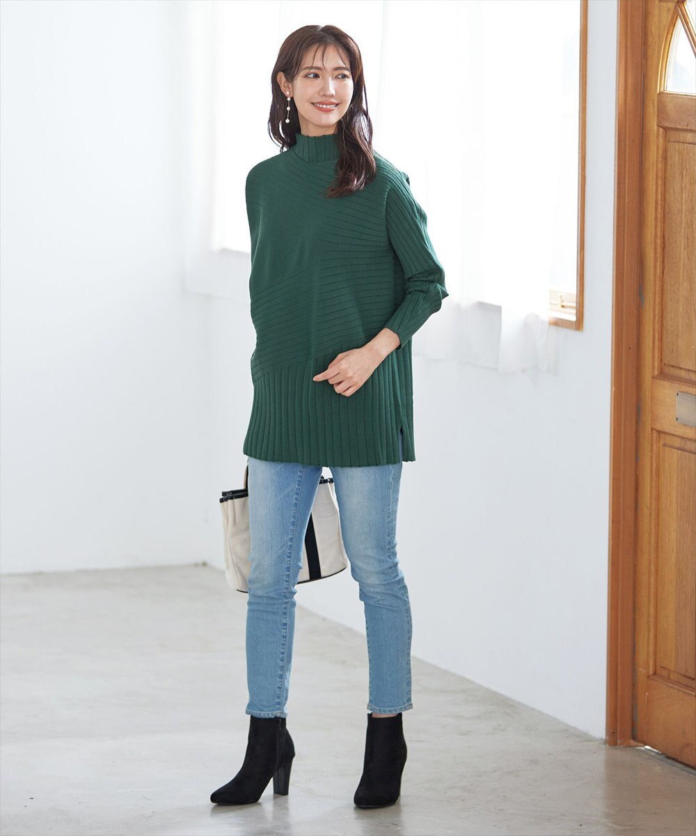 Tiaclasse 【新色追加・洗える】ランダムリブ編みドルマンニットチュニック 