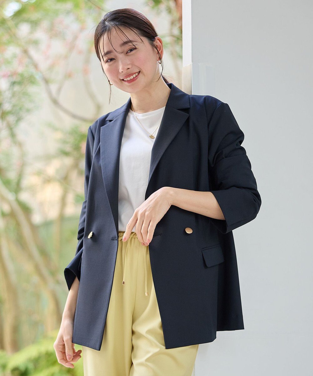 ANY L 【セットアップ着用可】イージーケアライトストレッチダブルジャケット 