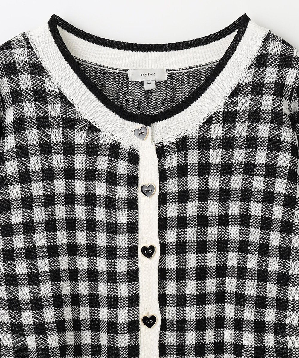 ANY KIDS ギンガム総柄ニット カーディガン 