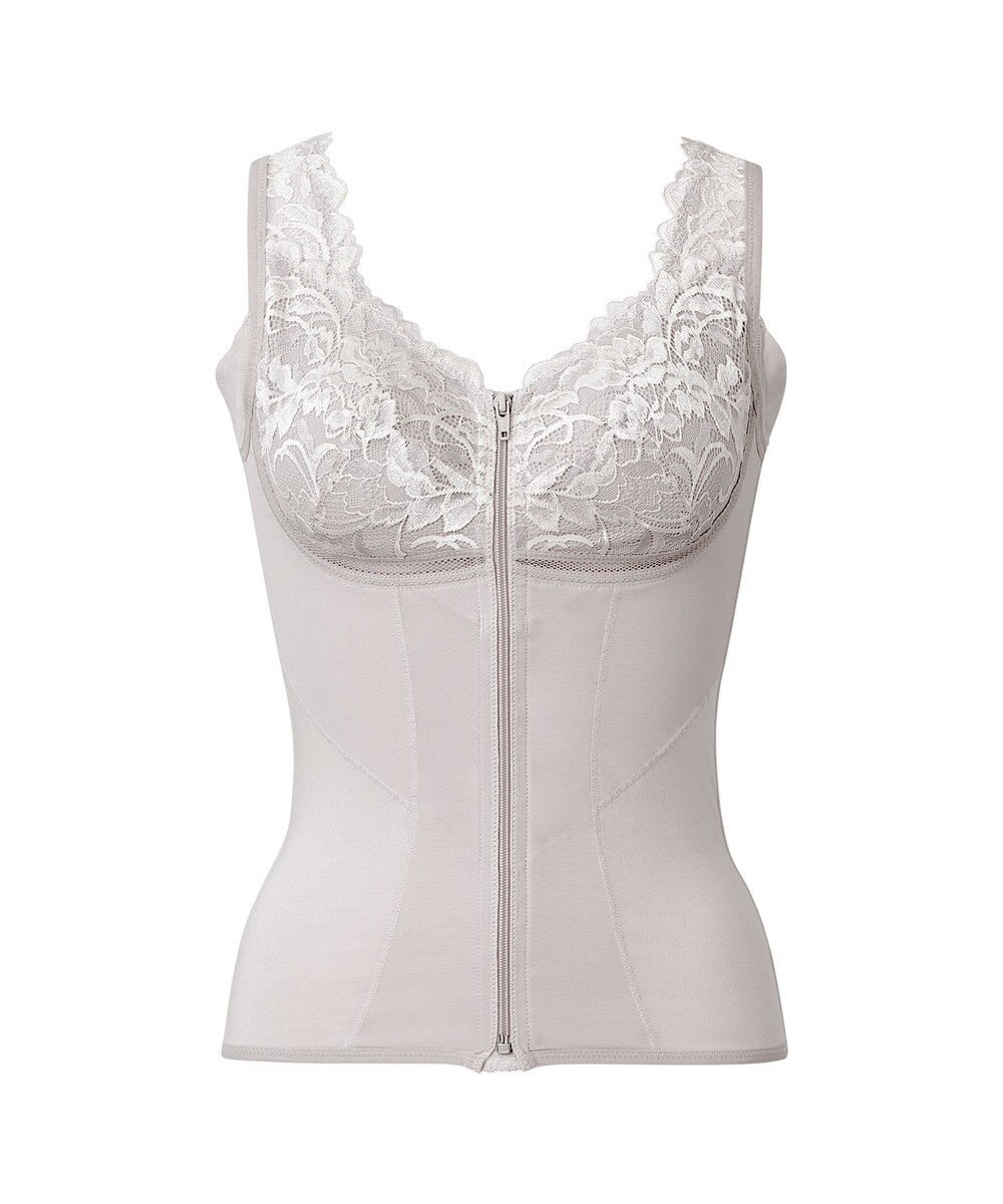 BRADELIS New York 【BRADELIS NewYork peace】細みえフロントファスナー綿混ブラキャミ25 補正下着 カップ付き キャミソール ブラトップ シェイパー 