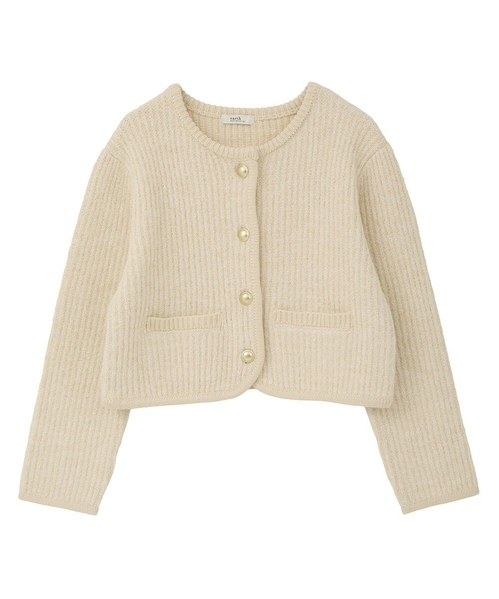 earth music&ecology 【WEB限定】ゴールド釦ショートニットカーディガン 