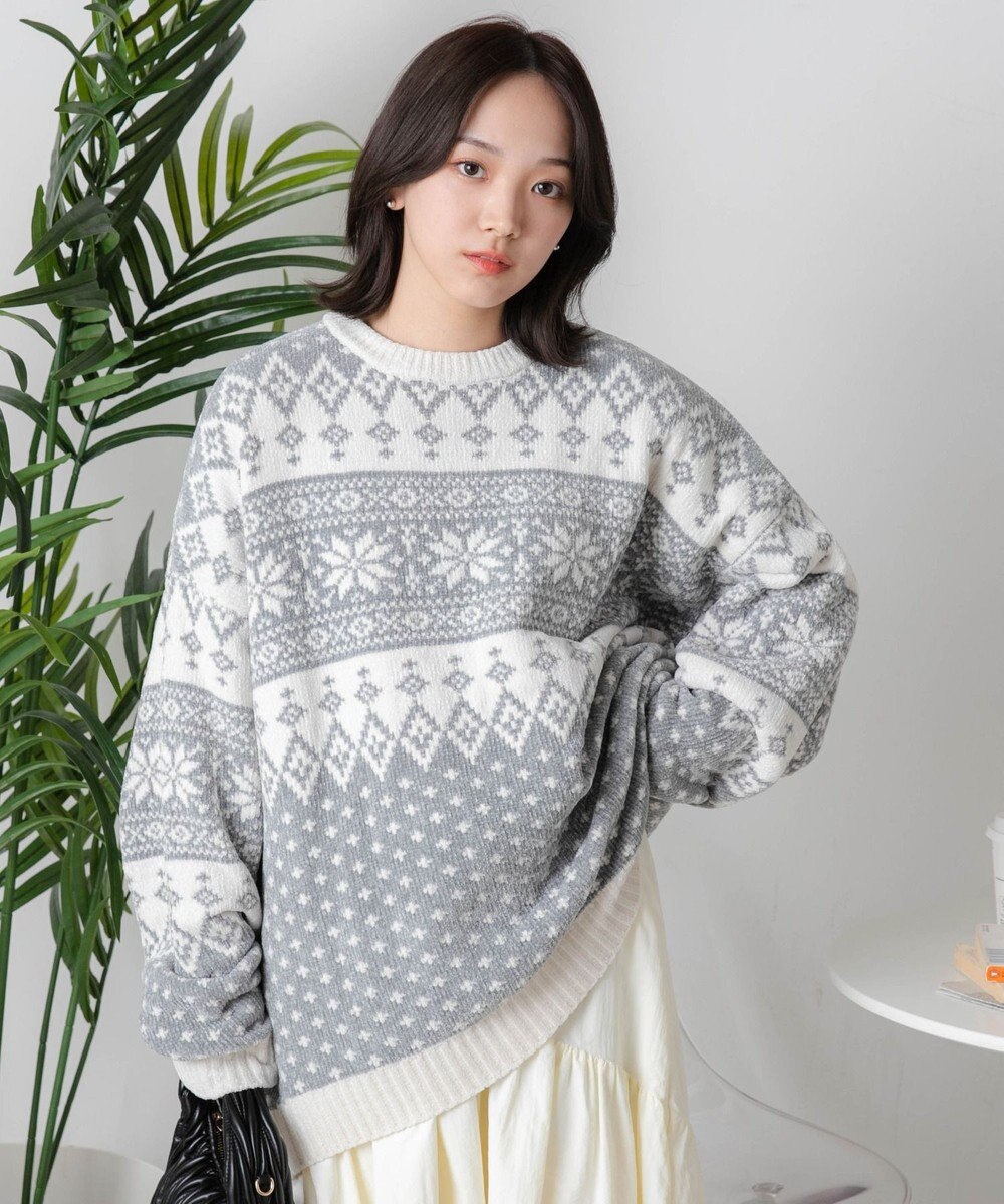 WEGO ベロアモール総柄プルオーバー 