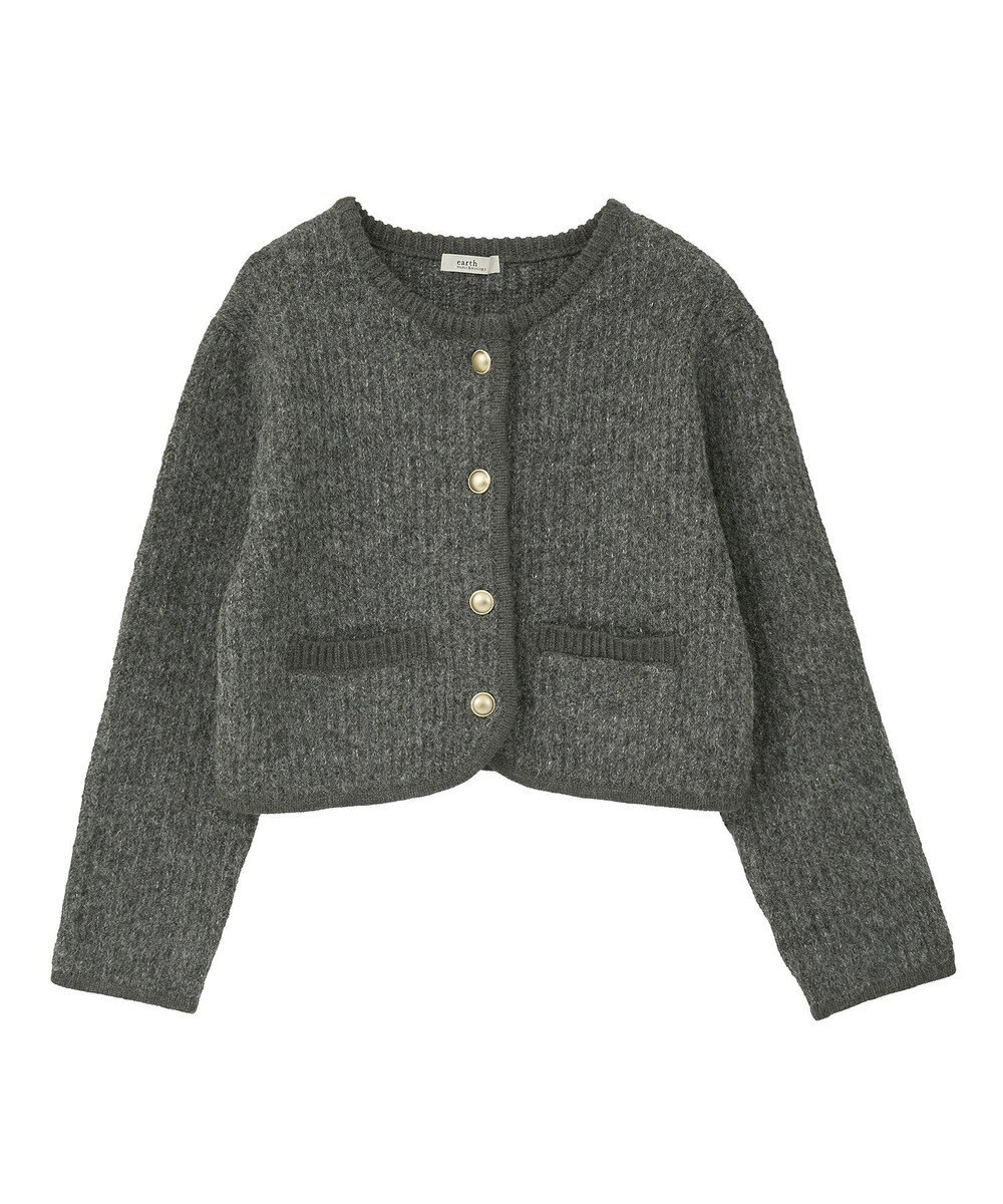 earth music&ecology 【WEB限定】ゴールド釦ショートニットカーディガン 