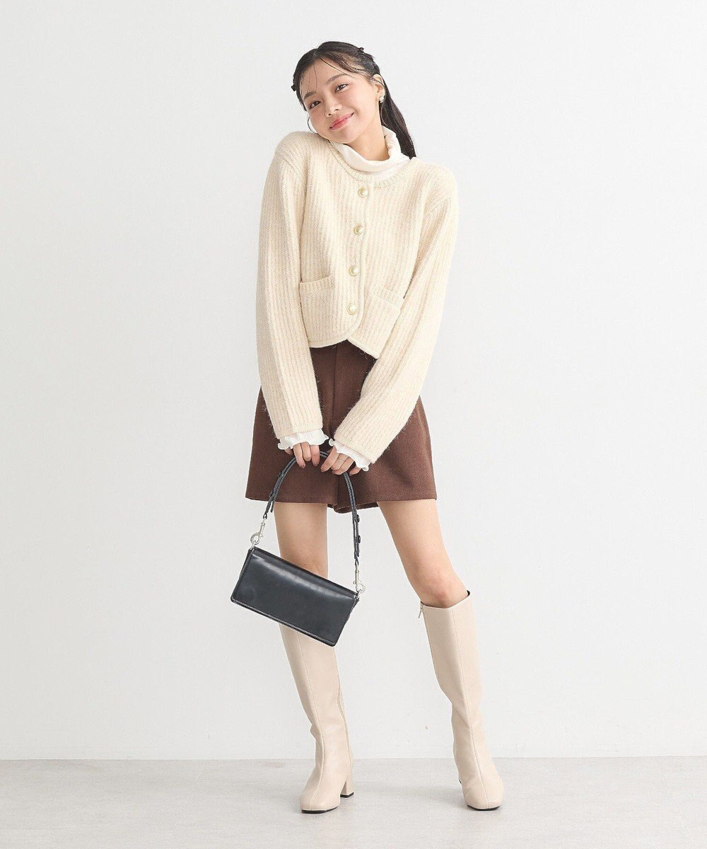 earth music&ecology 【WEB限定】ゴールド釦ショートニットカーディガン 