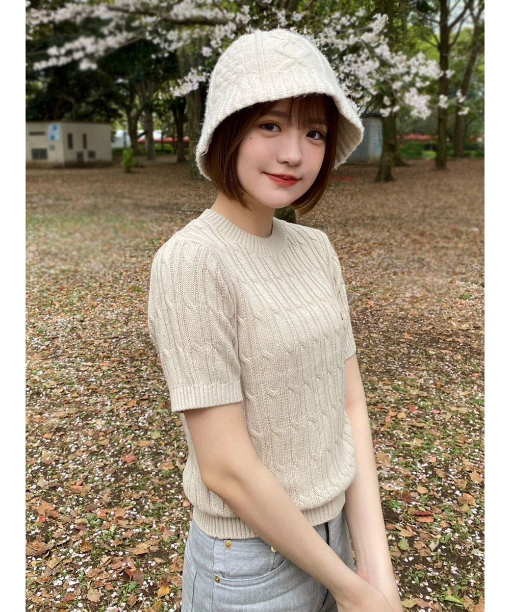 Green Parks ケーブル半袖ニット 