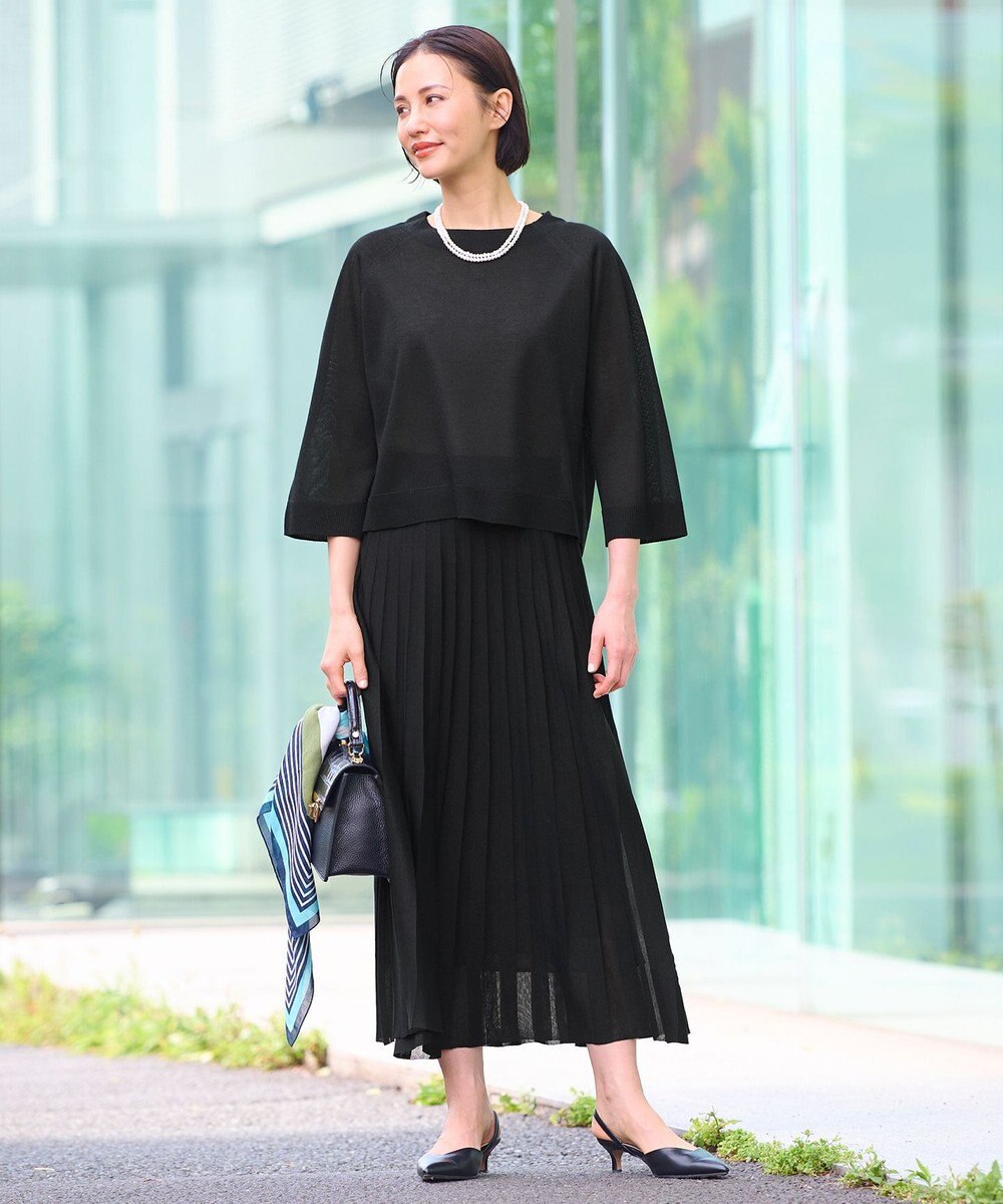 自由区 【セットアップ対応・洗える】ヴィスコースシアーニット スカート 