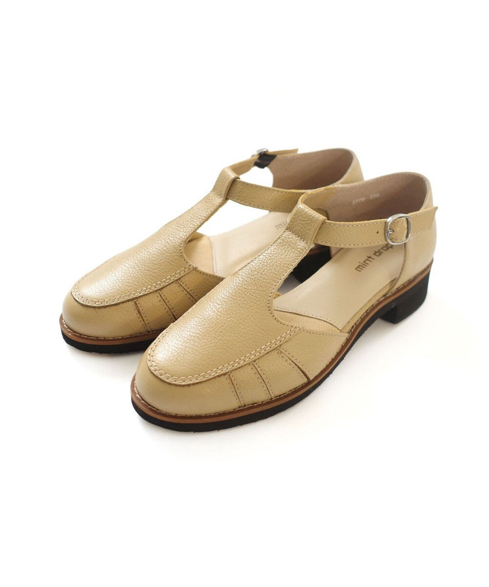 Pointer 本革 通気性Tストラップパンプス 