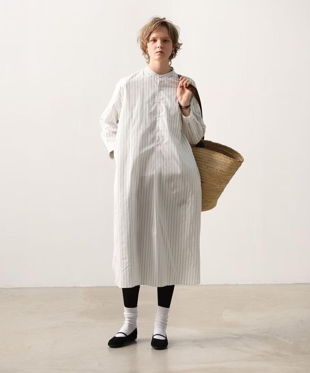 LENO STRIPE SHIRTS DRESS / ストライプシャツドレス 