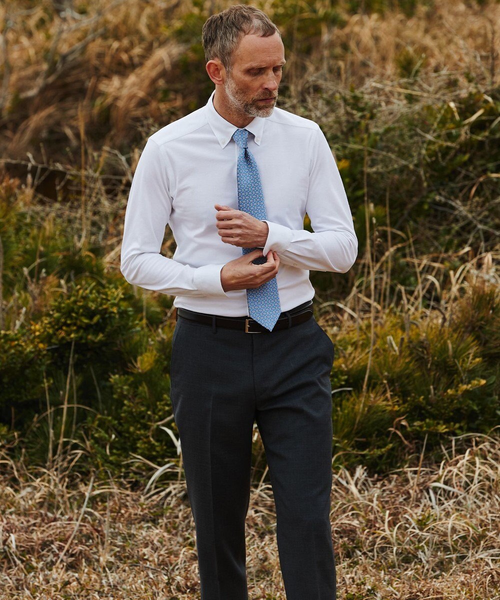 GOTAIRIKU 【吸水速乾】クールマックス鹿の子 ビズシャツ_ボタンダウン 