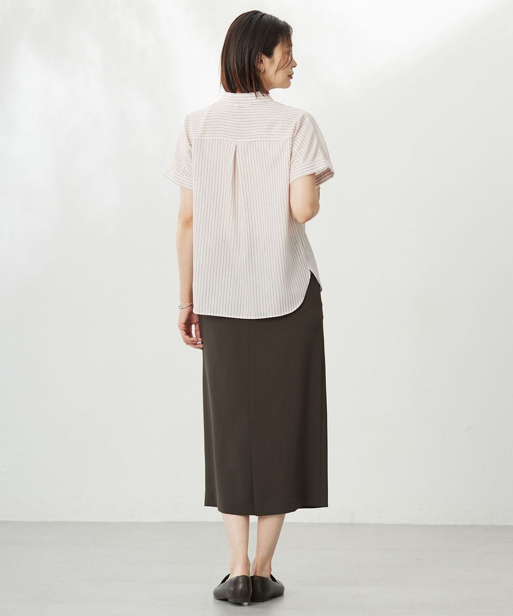 J.PRESS LADIES S 【洗える・接触冷感】ドビー強撚ストライプ シャツ ブラウス 