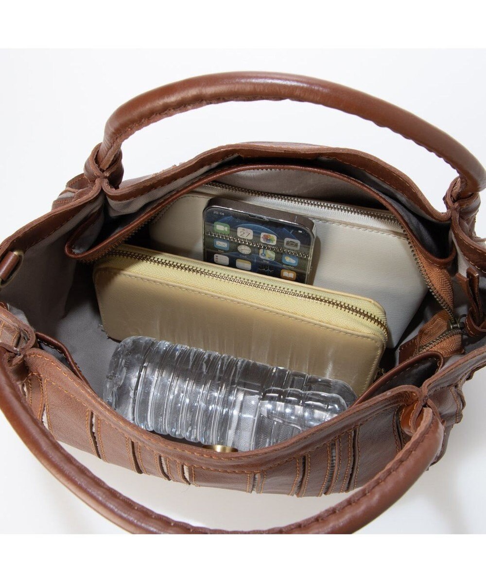 UNBILLION ピークスピーク PEAKS PEAK / ソフトレザーマルチストライプラウンド2wayバッグ 