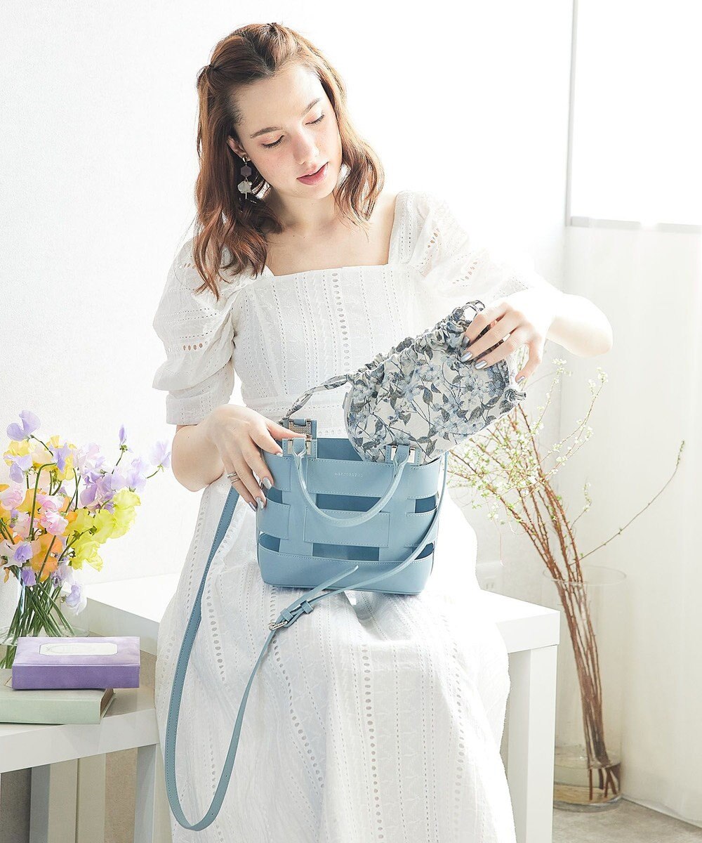 style code 【MERCURYDUO/マーキュリーデュオ】軽量メッシュ　花柄巾着付ミニトートバッグ 