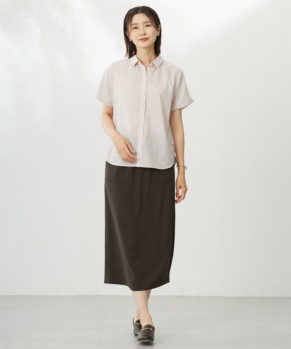 J.PRESS LADIES S 【洗える・接触冷感】ドビー強撚ストライプ シャツ ブラウス 