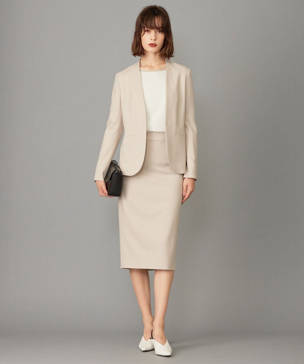 ICB L 【セットアップ対応】ウールストレッチ ノーカラージャケット 