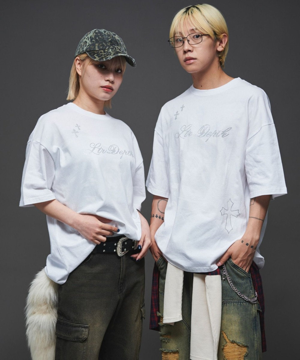 WEGO 【ユニセックス着用ITEM】ラインストーングラフィックT（SS） 