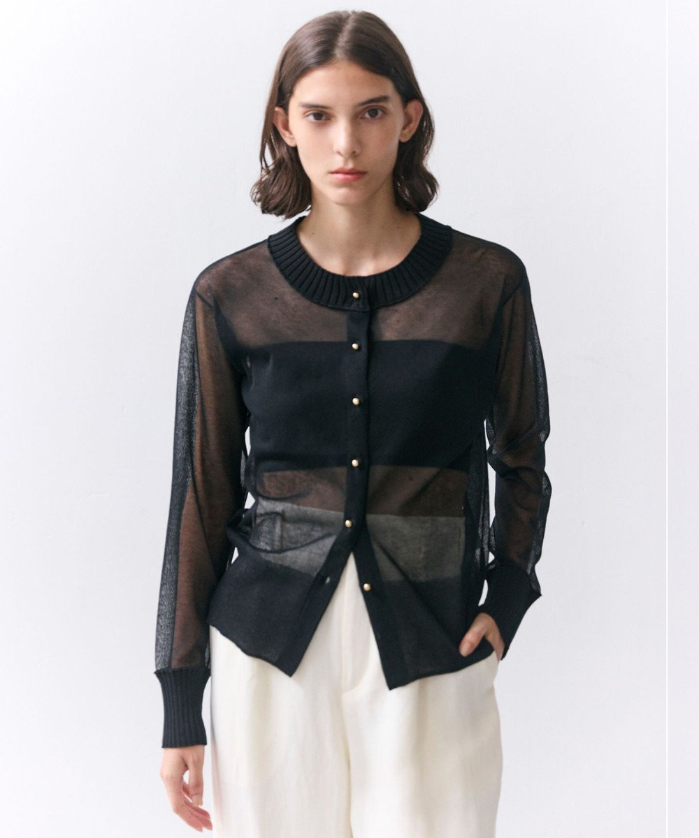 BEIGE， PYRRHOT / シアーコンビ リブカーディガン 