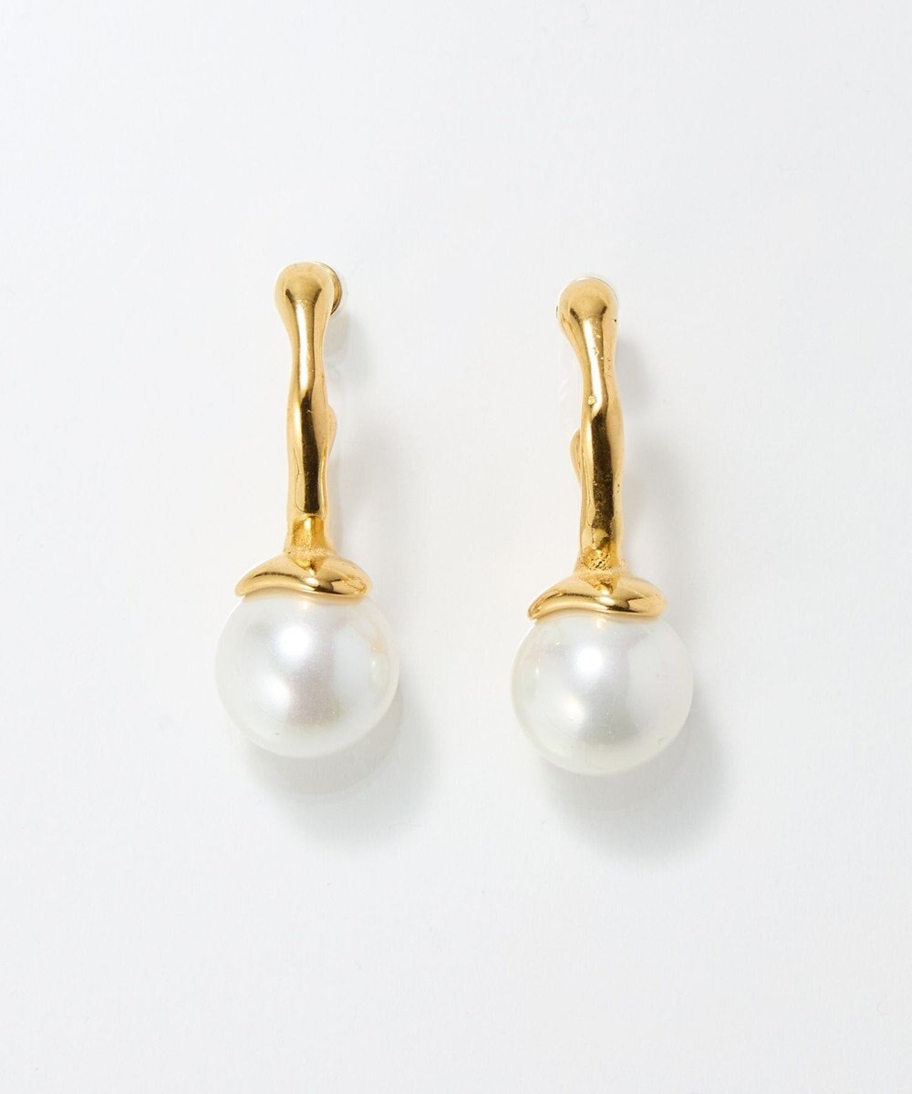 Phoebe 〈金属アレルギー対応〉リップルパールフープピアス　ゴールド/ステンレス/大ぶり/存在感◎/主役級 