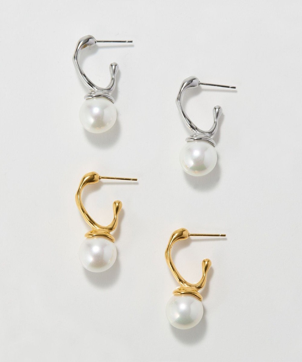 Phoebe 〈金属アレルギー対応〉リップルパールフープピアス　ゴールド/ステンレス/大ぶり/存在感◎/主役級 