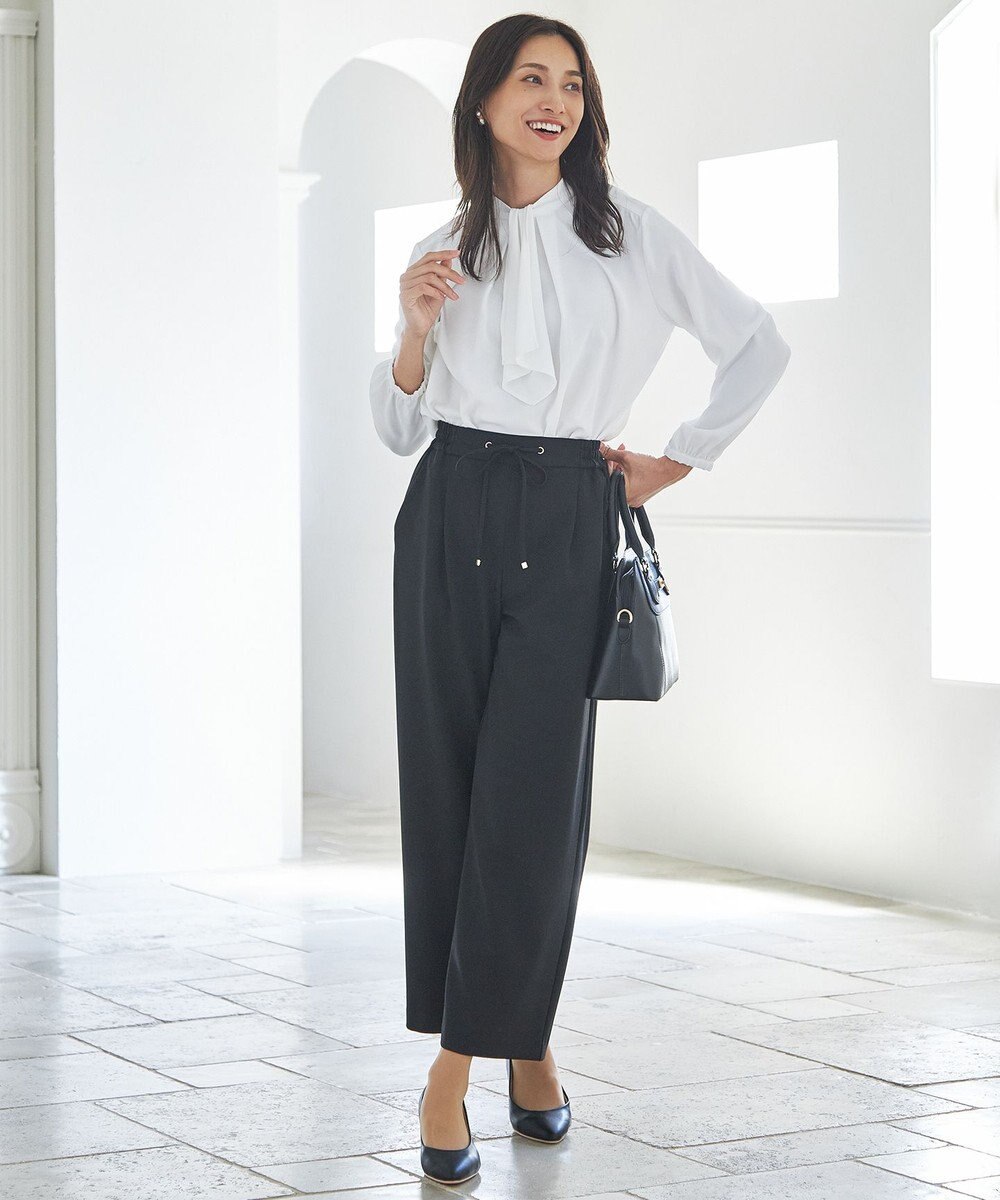 ANY L 【ウエストゴム/ストレッチ/セットアップ可】イージィケアストレッチワイドパンツ 