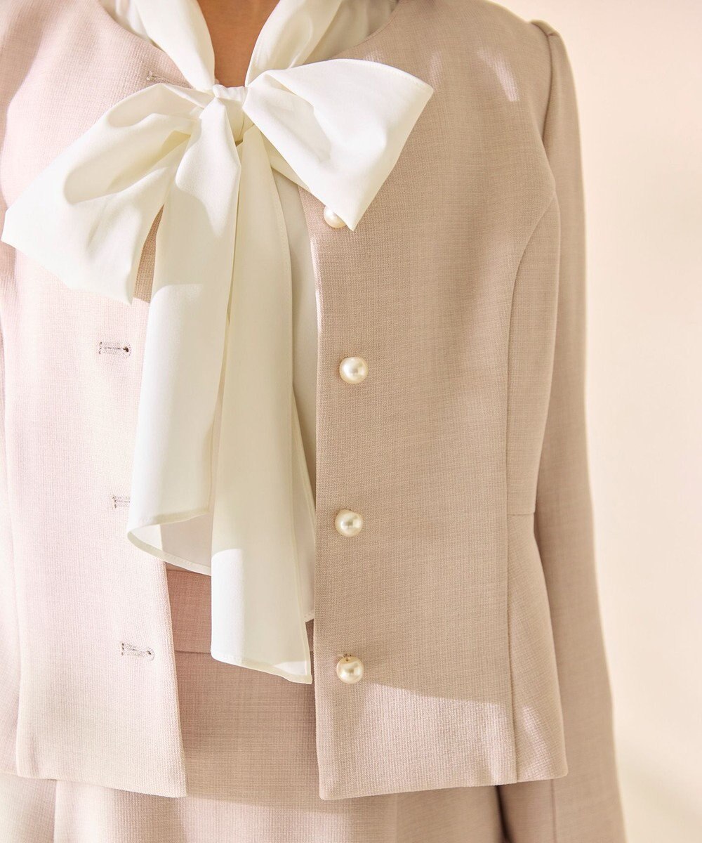 Feroux 【先行予約】パール釦ペプラムジャケット×スカート セットアップ 
