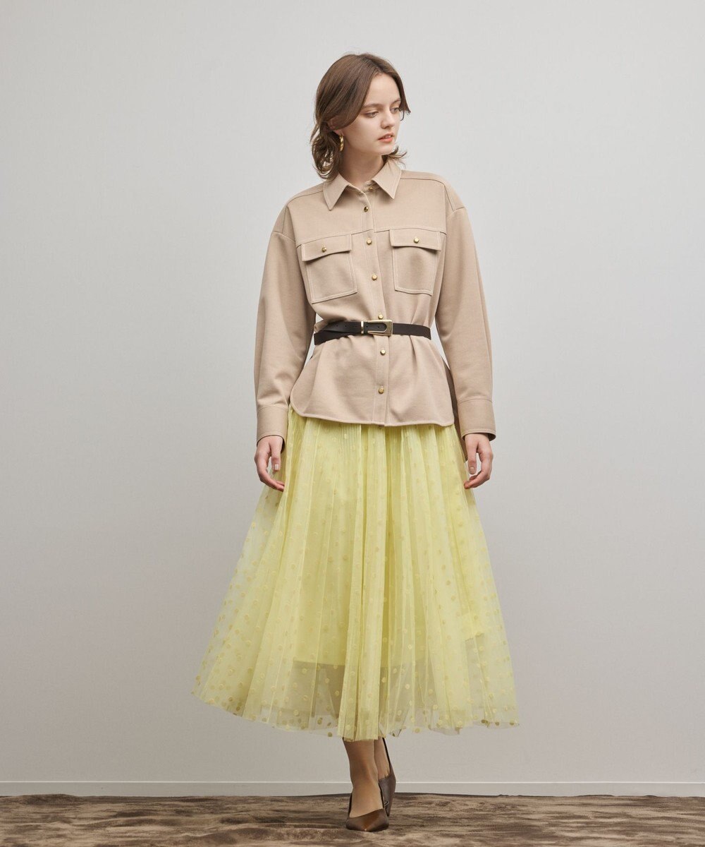 GRACE CONTINENTAL フロッキードットプリーツスカート 