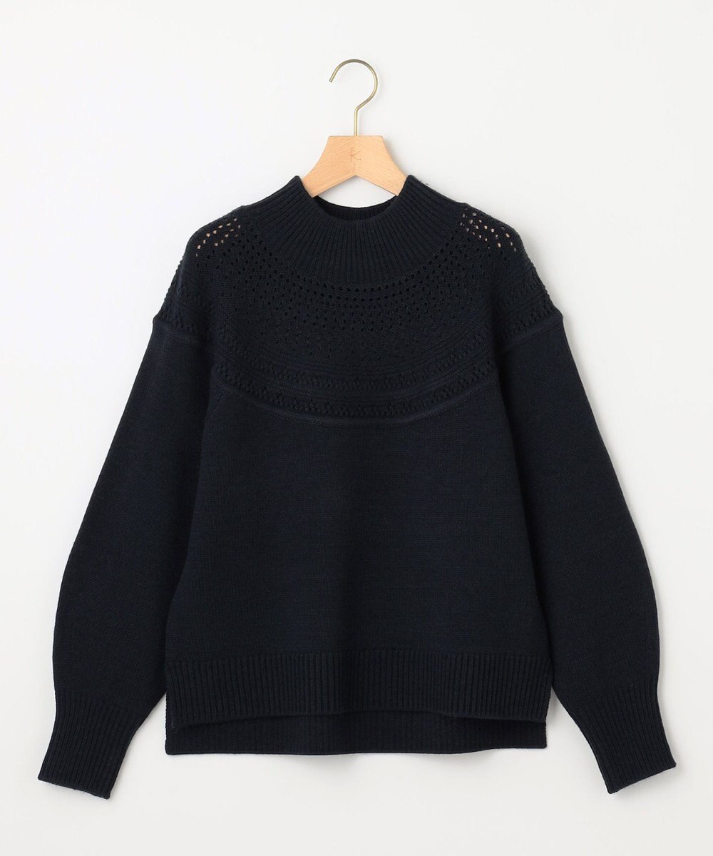 組曲 【WEB限定カラーあり】透かし編みバルキーハイネックニット 