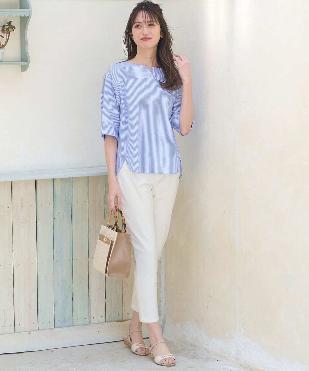 ANY SIS 【洗える】ノーカラーシャツ ブラウス 