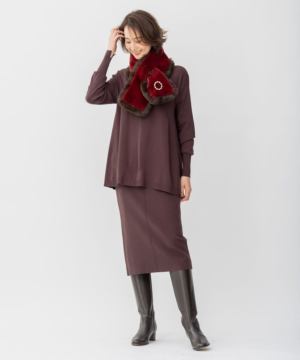 自由区 【洗える/セット可】レーヨンストレッチ Vネックニット 