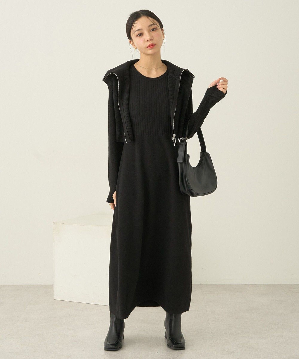 earth music&ecology ＳＥＴ２点ＺＩＰベスト＋ニットワンピース 