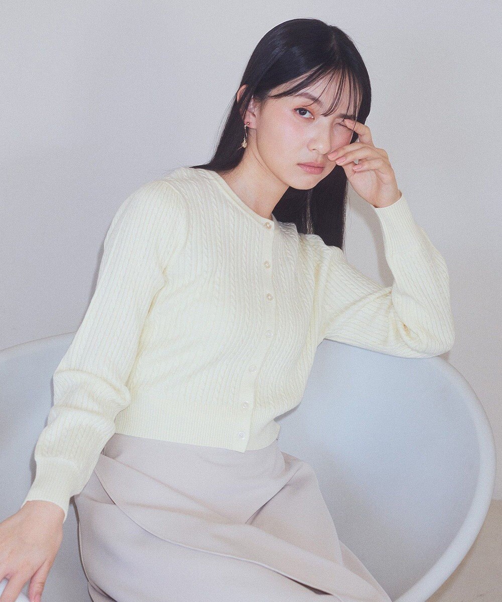 earth music&ecology ミニケーブルコンパクトカーディガン 