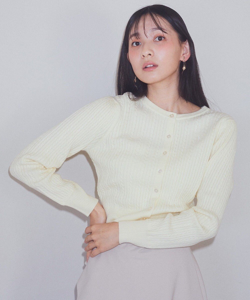 earth music&ecology ミニケーブルコンパクトカーディガン 