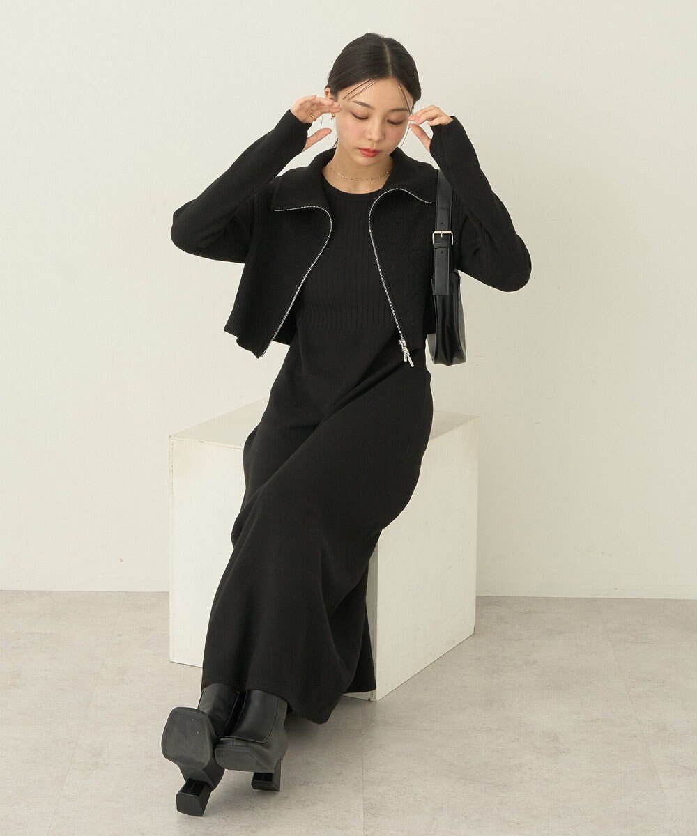 earth music&ecology ＳＥＴ２点ＺＩＰベスト＋ニットワンピース 