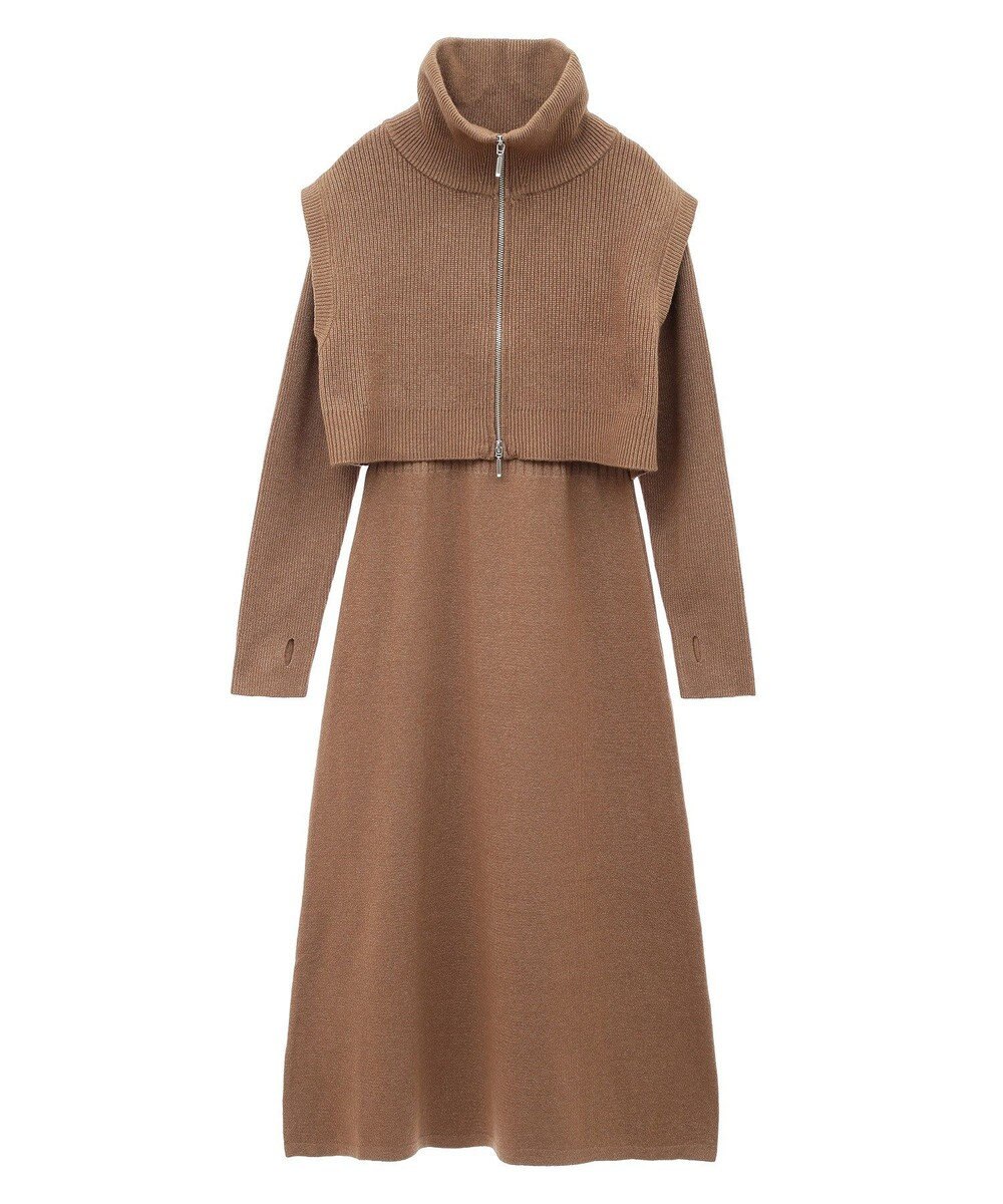 earth music&ecology ＳＥＴ２点ＺＩＰベスト＋ニットワンピース 