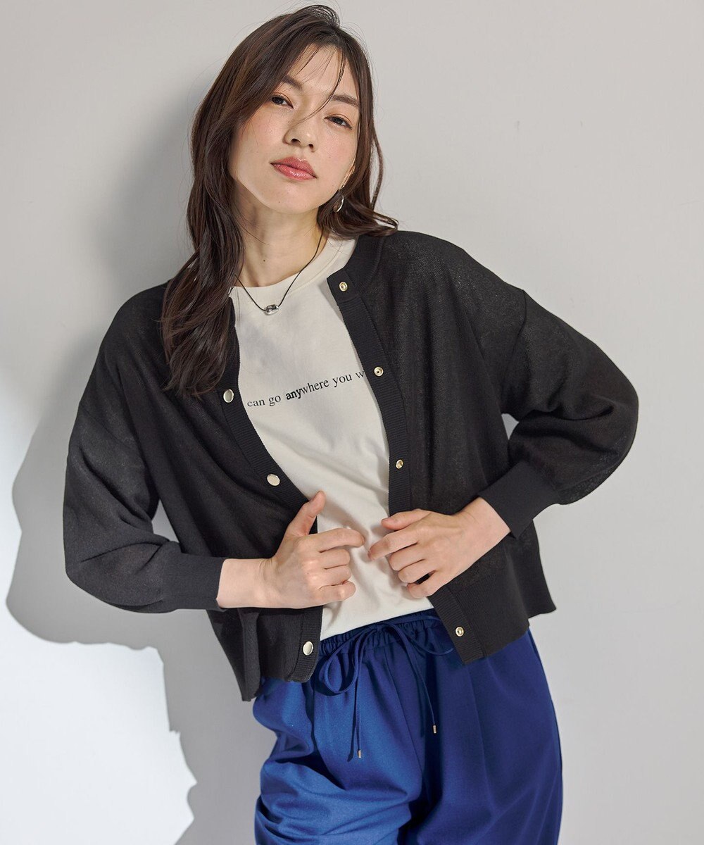 ANY シアーニットショートカーディガン 