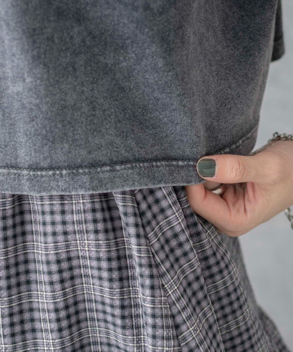 WEGO 【洗える】ヴィンテージウォッシュロールアップショートTシャツ 