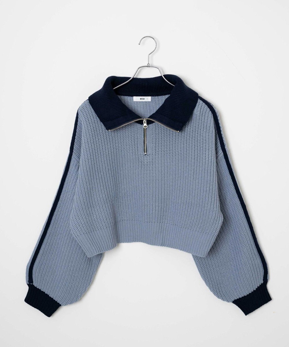 WEGO 2ラインハーフジップニットプルオーバー 