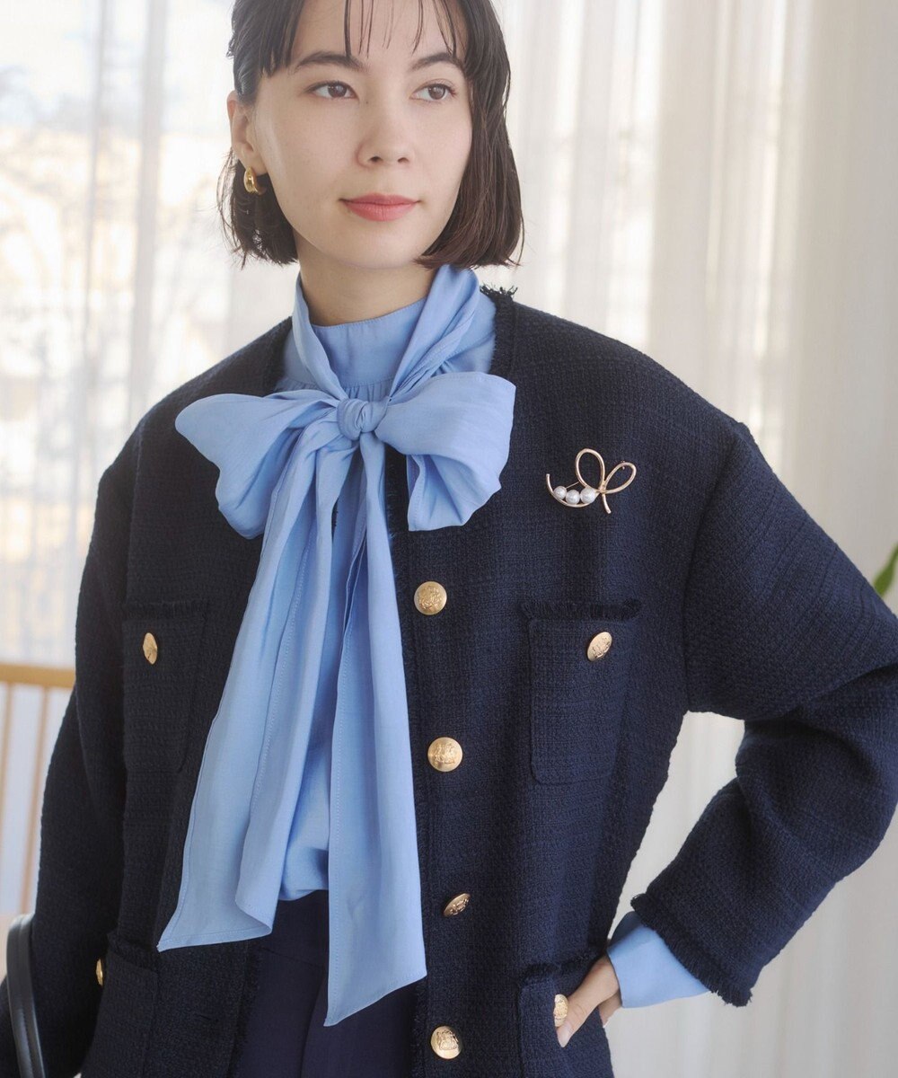 WEGO 【ANGIE VINTAGE/オケージョン対応 / セレモニー対応】ノーカラー ツイードジャケット 