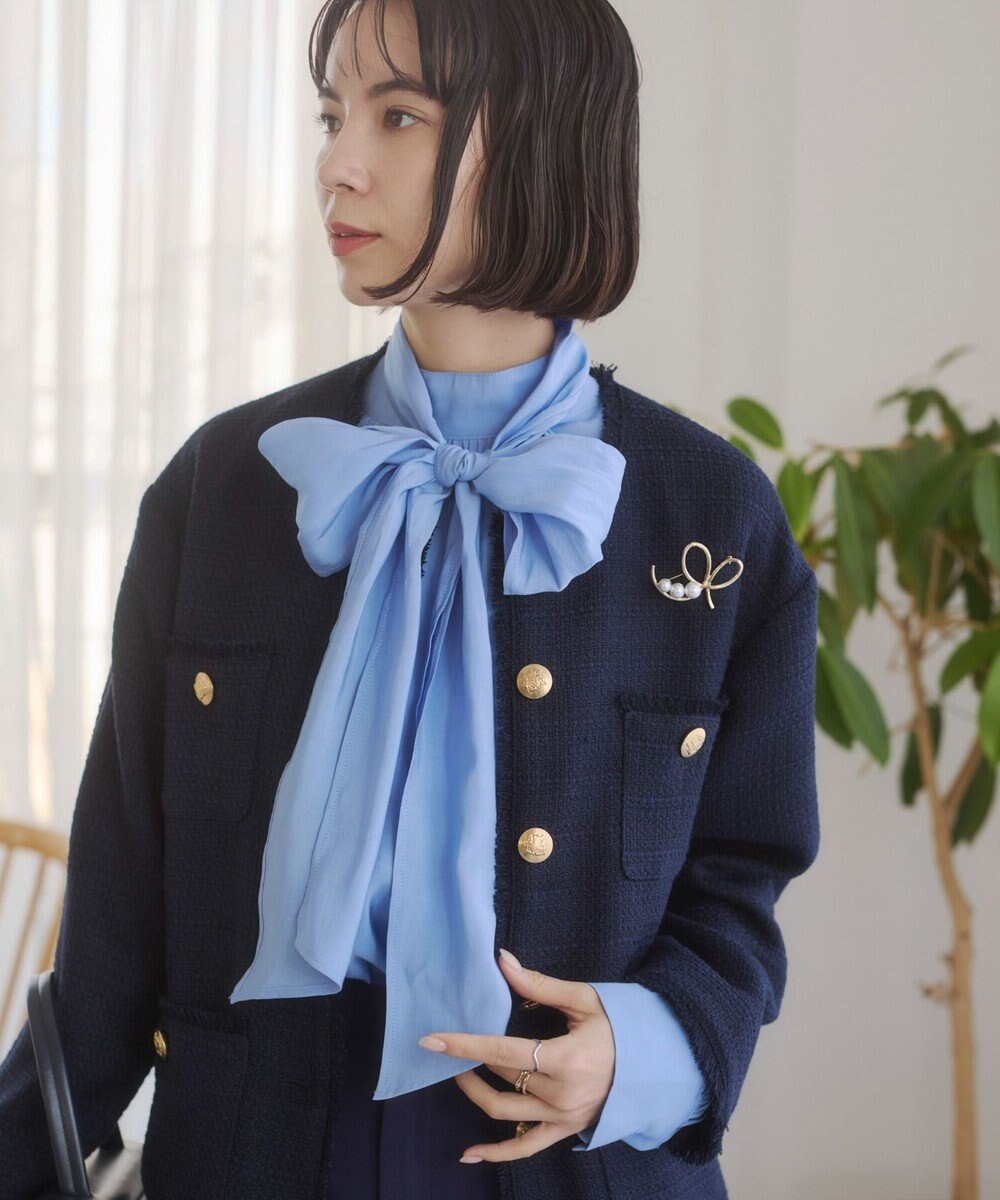 WEGO 【ANGIE VINTAGE/オケージョン対応 / セレモニー対応】ノーカラー ツイードジャケット 