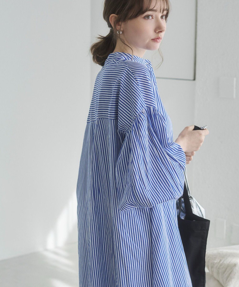 WEGO 【ANGIE VINTAGE】ボリュームスリーブ バンドカラー シャツワンピース 