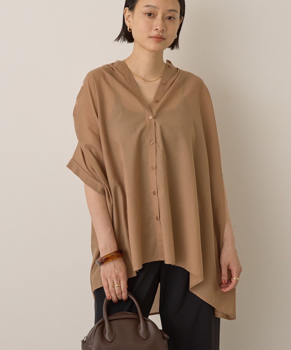 AMERICAN HOLIC イージーケア 接触冷感フレンチスリーブギャザーシャツ 