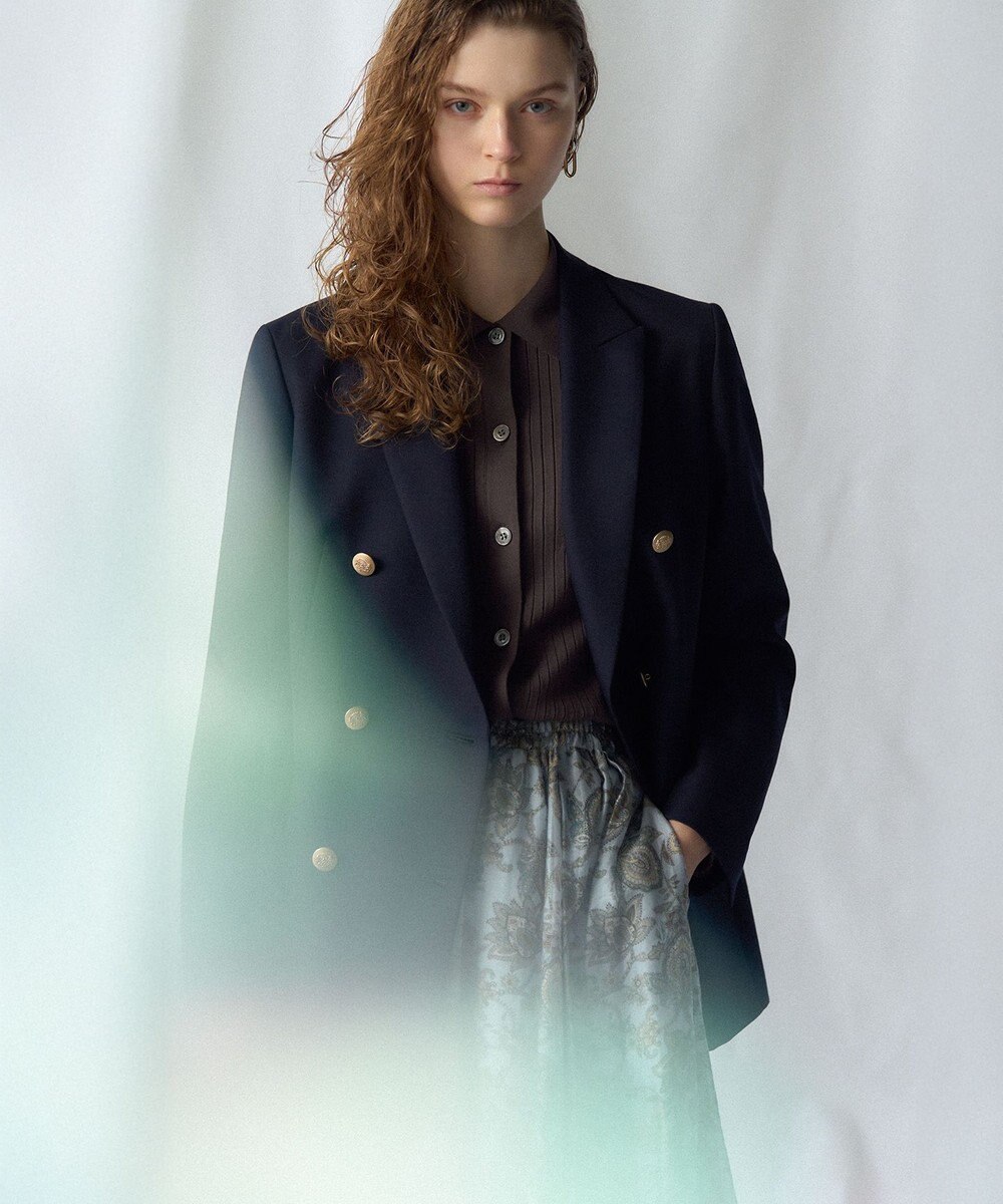 23区 【先行予約】ワイドリブ ポロニット カーディガン 