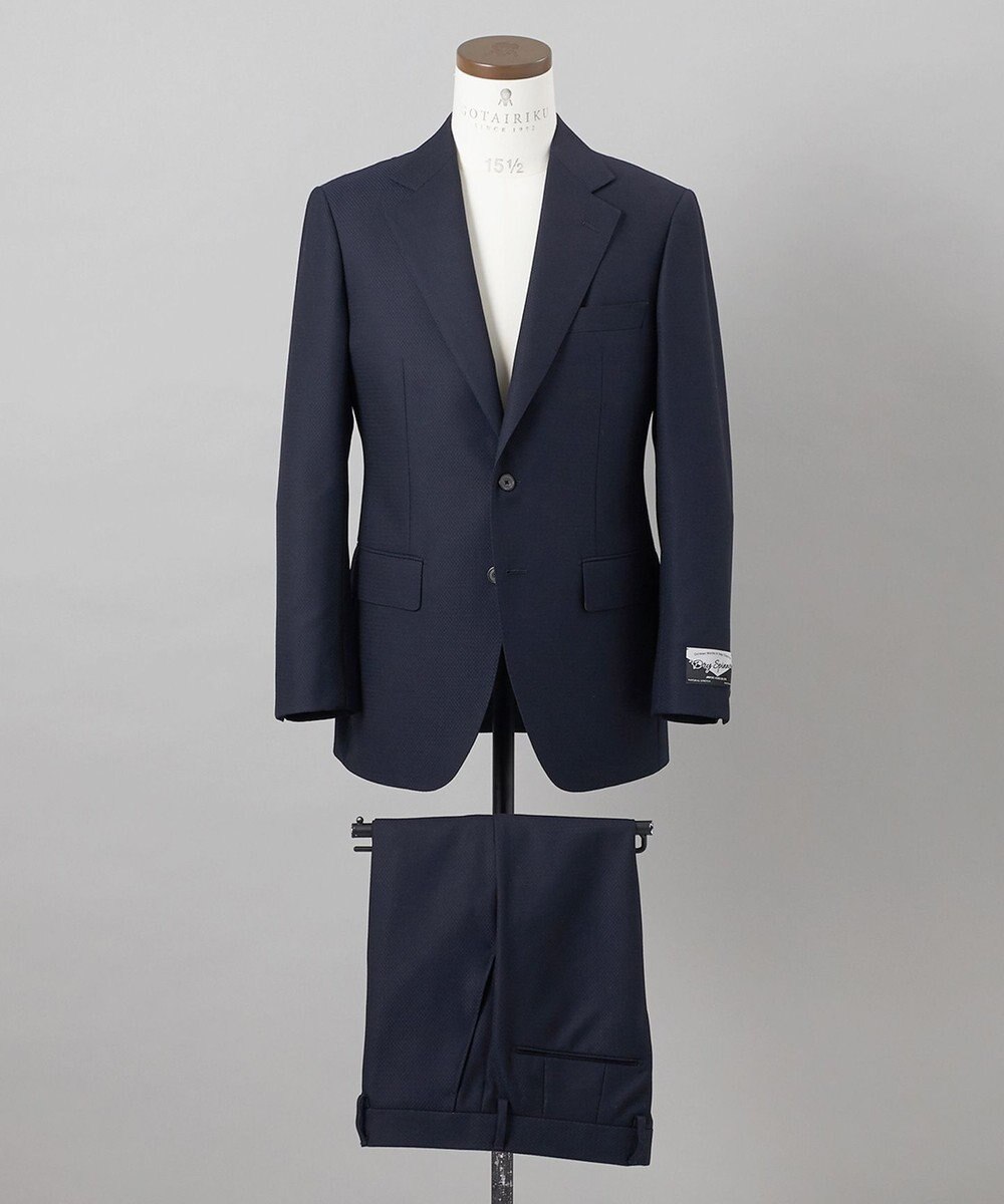 GOTAIRIKU 【御幸毛織】ドライスピナーツイルストレッチスーツ_ネイビー格子 