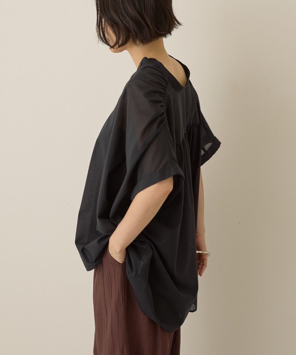 AMERICAN HOLIC イージーケア 接触冷感フレンチスリーブギャザーシャツ 